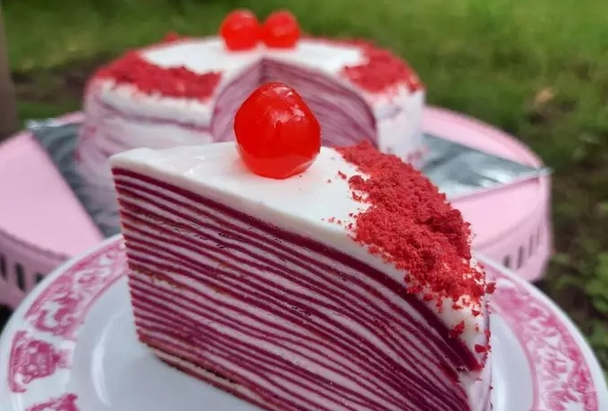 Resep Mille Crepe Red Velvet Yang Simpel Kue Lembut Berlapis Cream 4887